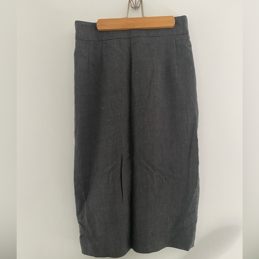 Gray 97% Wool Stretch Pencil Career Work Business